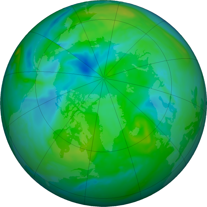 Arctic ozone map for 25 August 2022